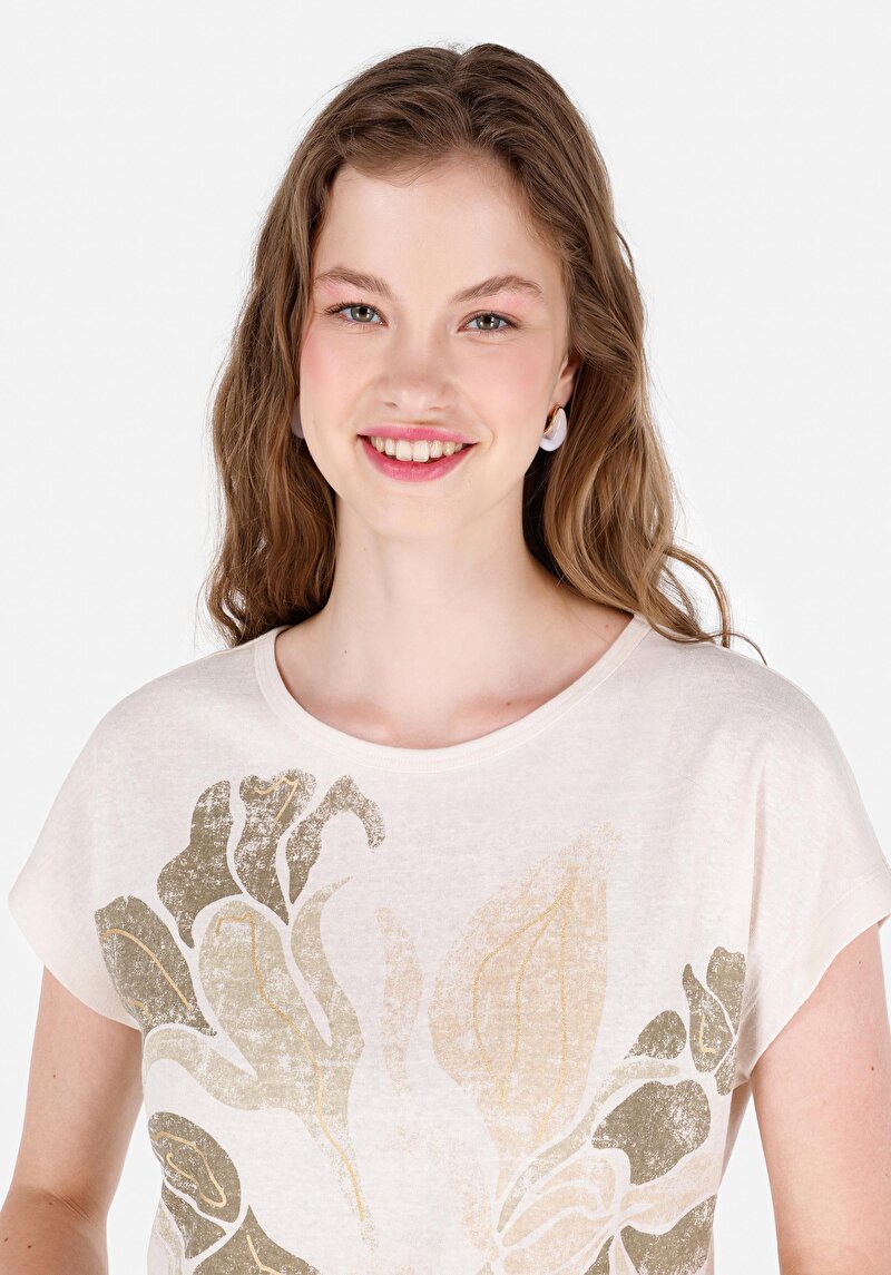 Показати інформацію про Футболка З Коротким Рукавом Жіноча Бежева  Cl1062553