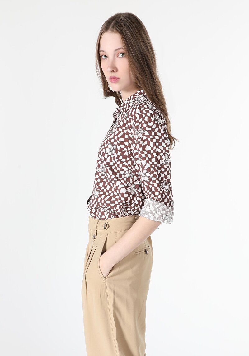 Зображення Сорочка З Довгим Рукавом Жіноча Коричнева  Cl1061050