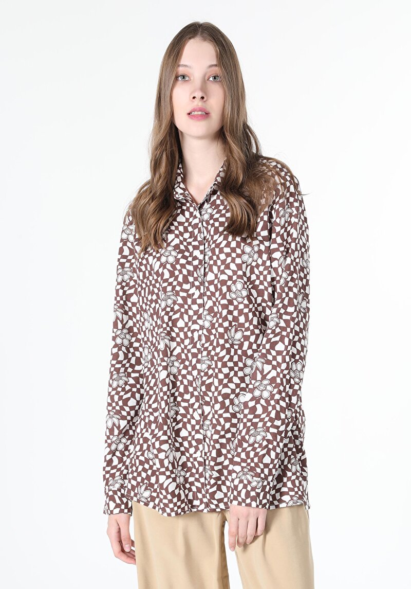 Показати інформацію про Сорочка З Довгим Рукавом Жіноча Коричнева  Cl1061050