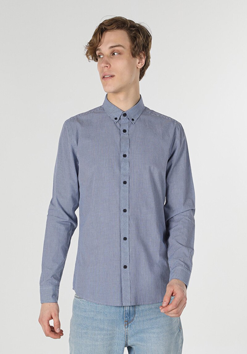 Показати інформацію про Сорочка З Довгим Рукавом Чоловіча Блакитна  Cl1058566