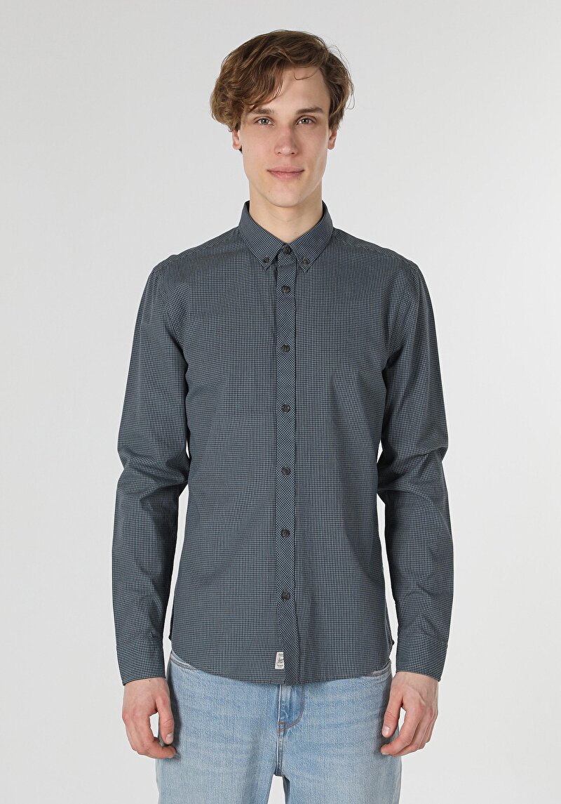 Показати інформацію про Сорочка З Довгим Рукавом Чоловіча Зелена  Cl1058566