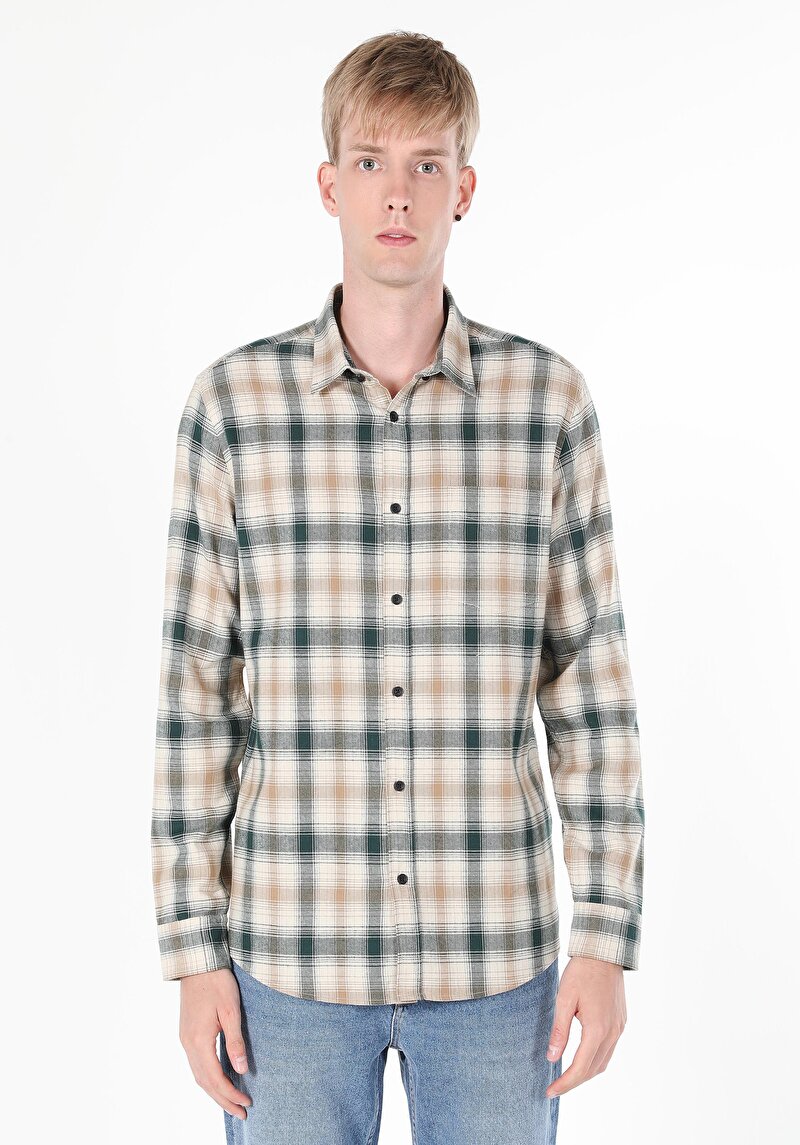 Показати інформацію про Сорочка З Довгим Рукавом Чоловіча Зелена  Cl1059766