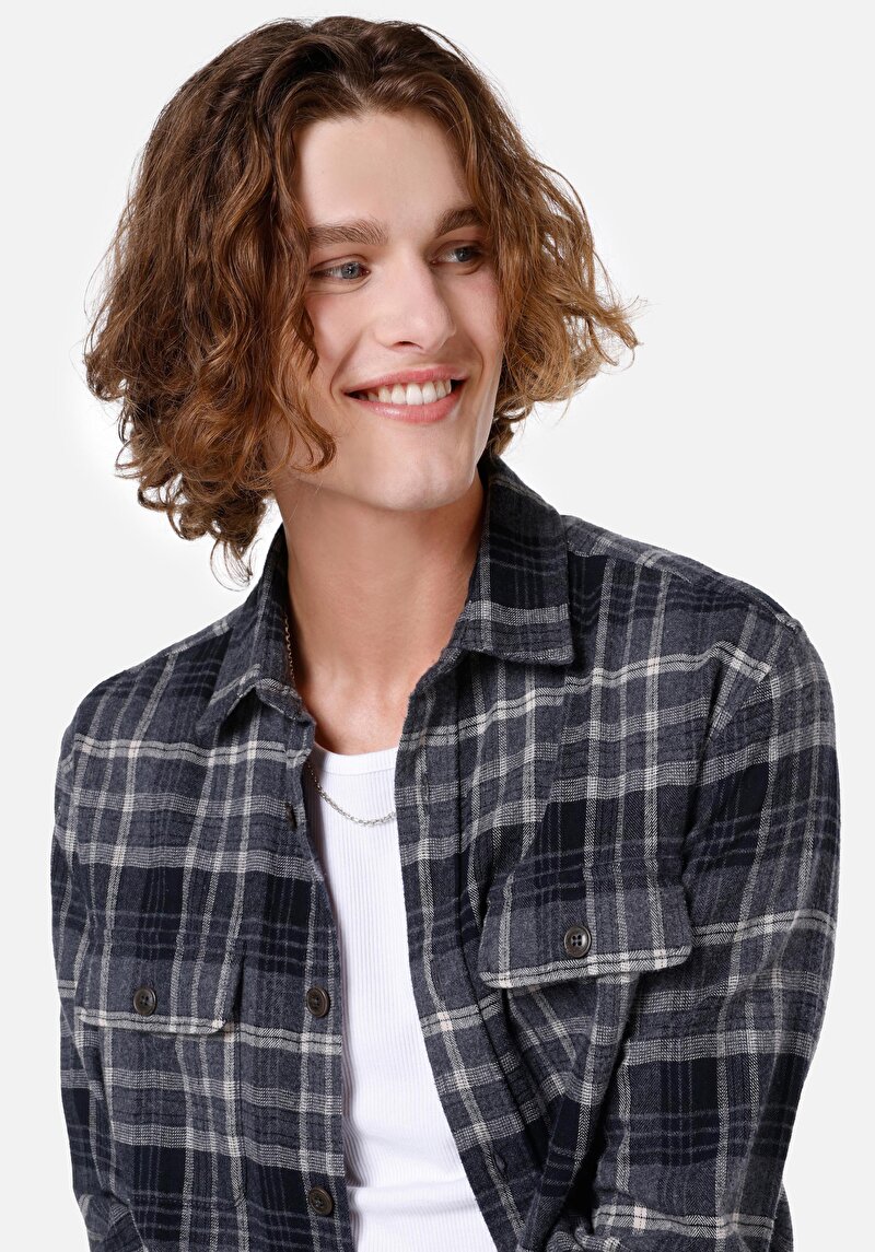 Показати інформацію про Сорочка З Довгим Рукавом Чоловіча Сіра  Cl1065943