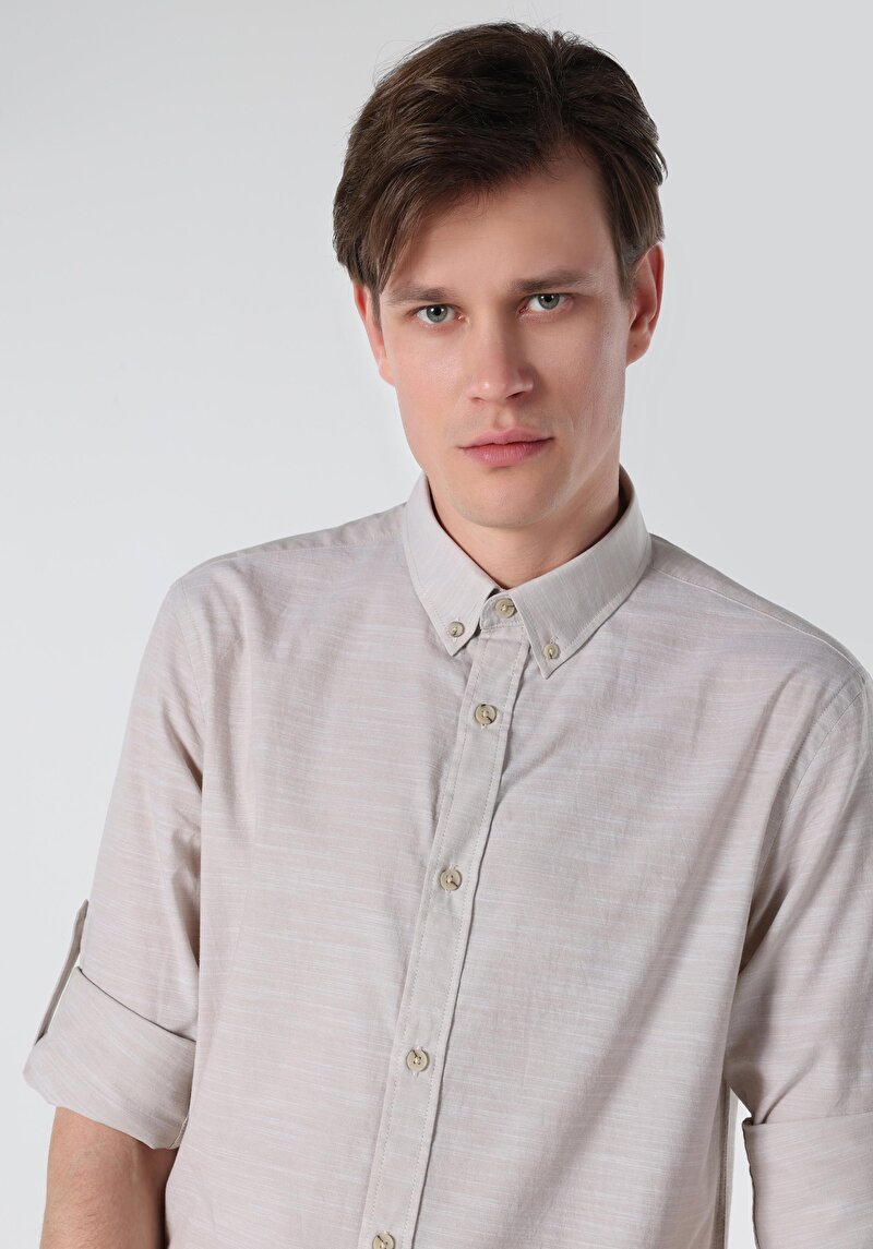 Показати інформацію про Сорочка З Довгим Рукавом Чоловіча Бежева  Cl1058567