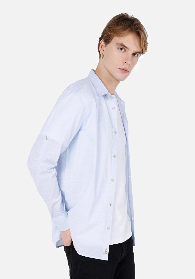 Зображення Сорочка З Довгим Рукавом Чоловіча Блакитна  Cl1058567