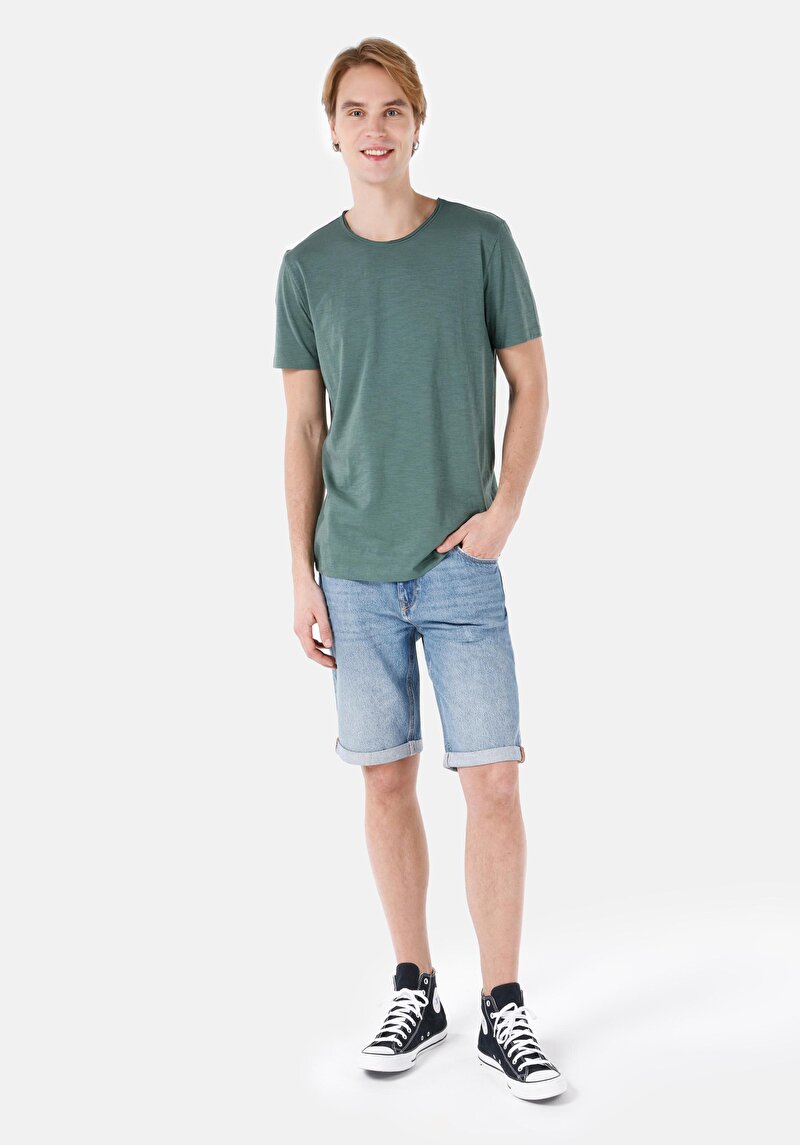 Показати інформацію про Футболка З Коротким Рукавом Чоловіча Зелена  Cl1058580