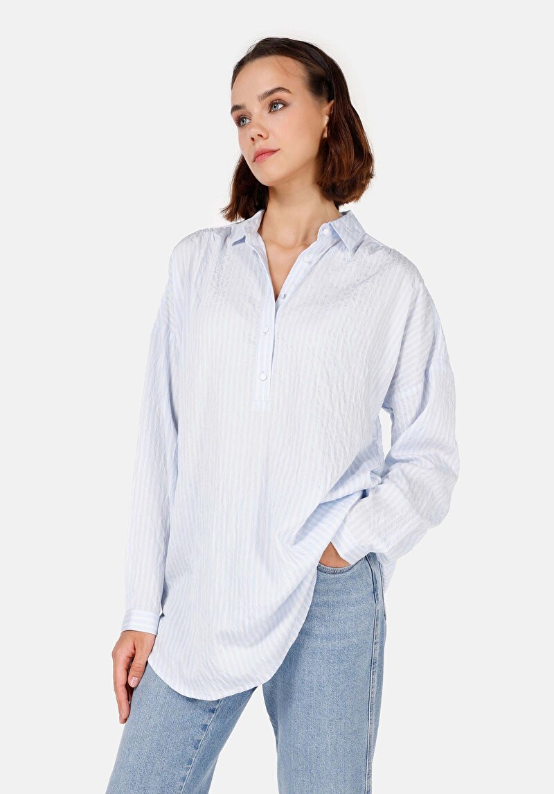 Зображення Сорочка З Довгим Рукавом Жіноча Блакитна  Cl1070291