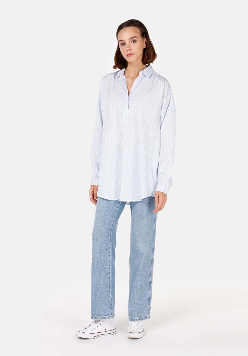 Показати інформацію про Сорочка З Довгим Рукавом Жіноча Блакитна  Cl1070291