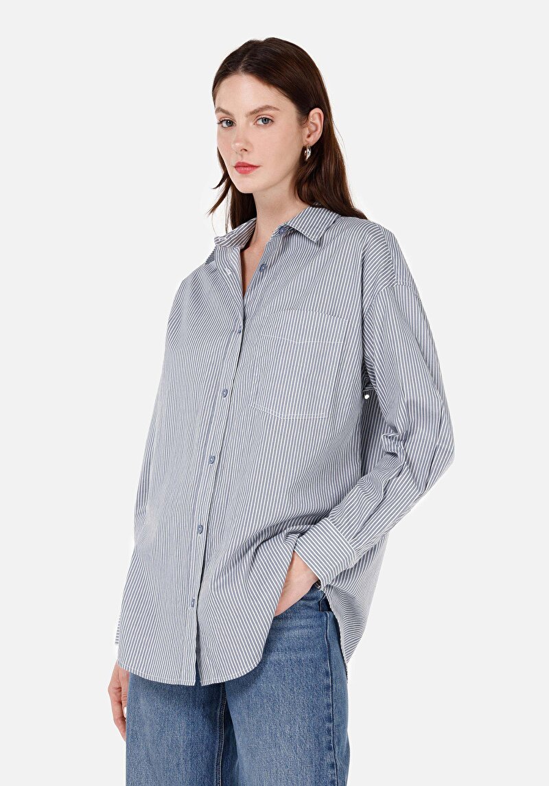 Зображення Сорочка З Довгим Рукавом Жіноча Блакитна  Cl1070293