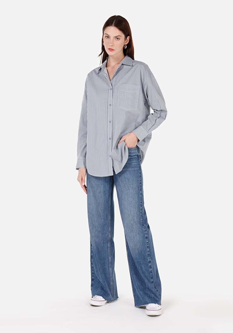 Показати інформацію про Сорочка З Довгим Рукавом Жіноча Блакитна  Cl1070293