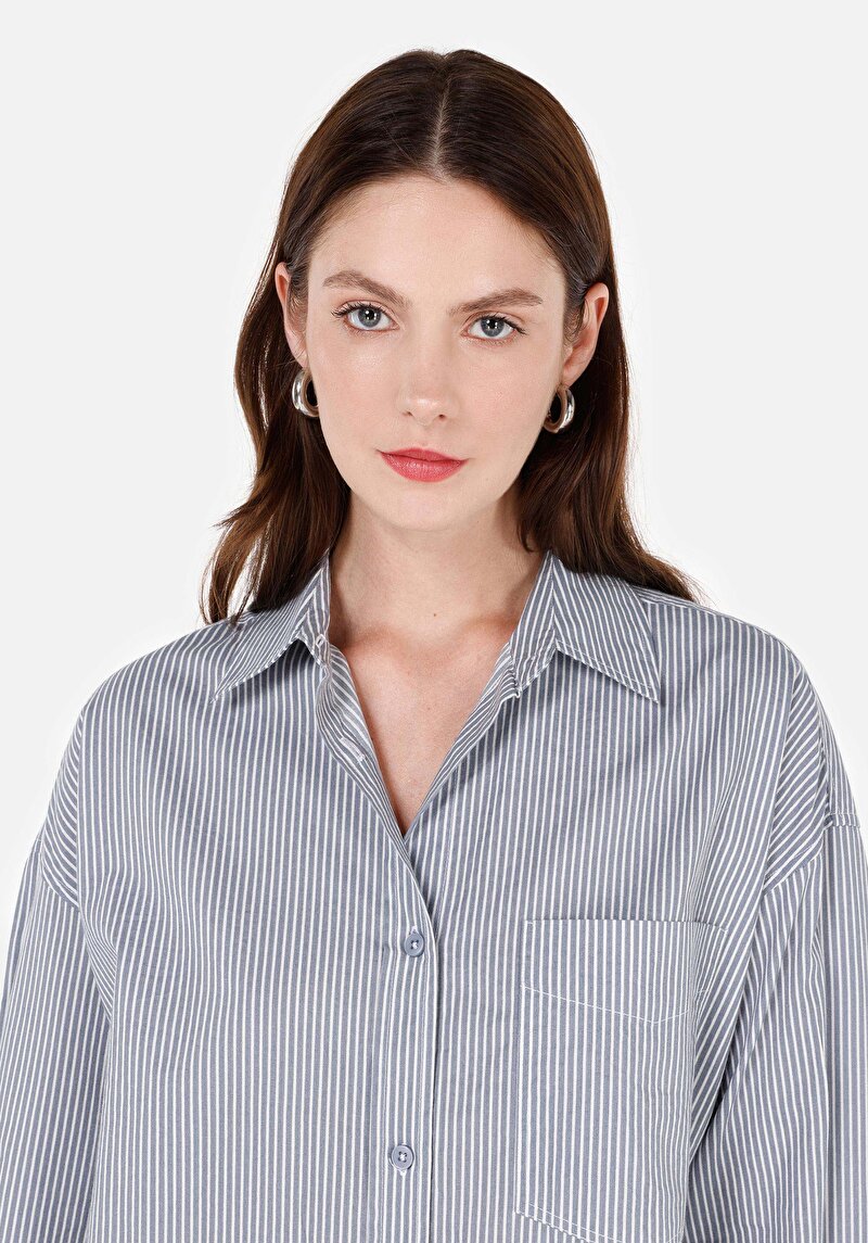 Показати інформацію про Сорочка З Довгим Рукавом Жіноча Блакитна  Cl1070293