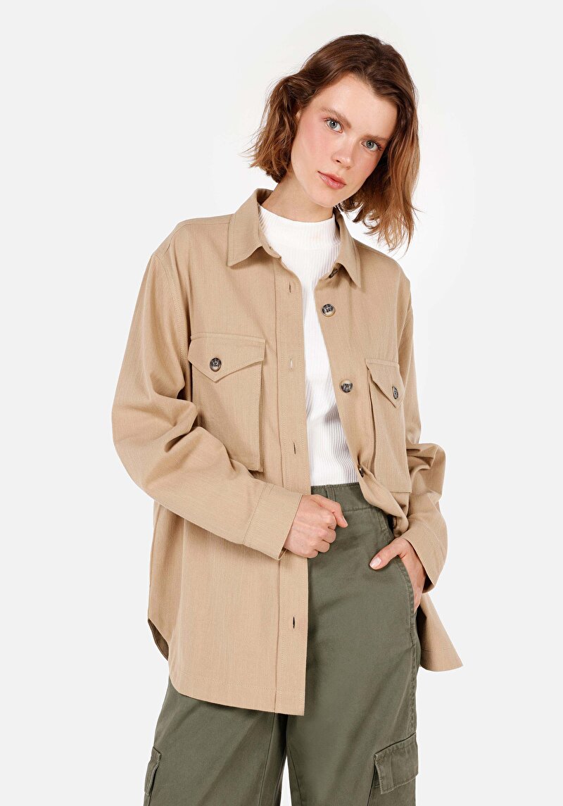 Зображення Сорочка З Довгим Рукавом Жіноча Бежева  Cl1070308