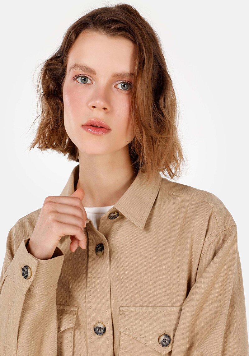 Показати інформацію про Сорочка З Довгим Рукавом Жіноча Бежева  Cl1070308