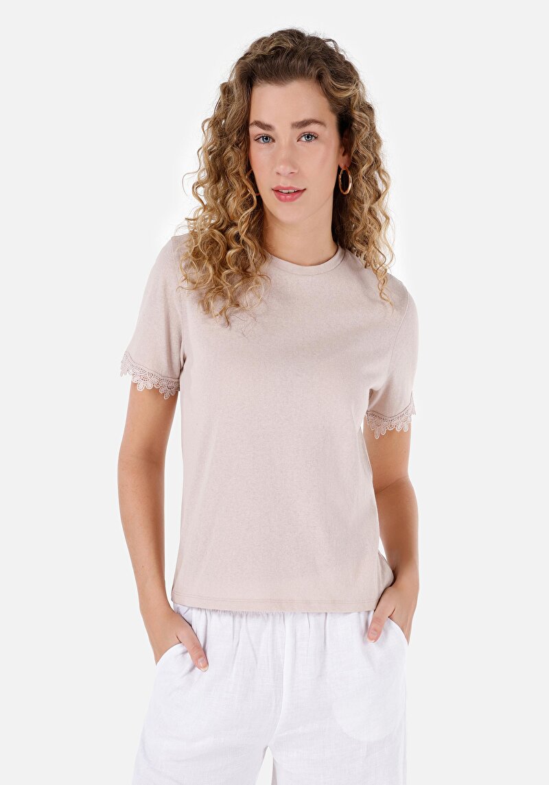 Зображення Футболка З Коротким Рукавом Жіноча Бежева  Cl1069396