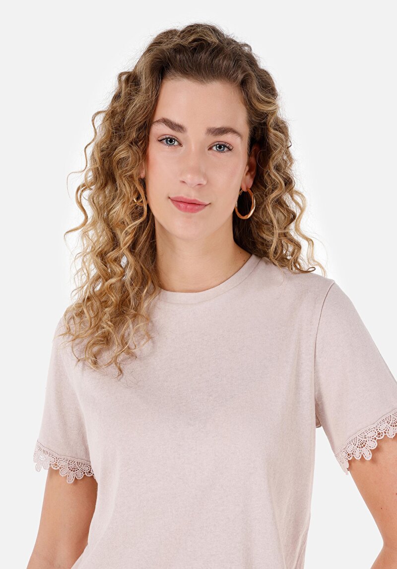 Показати інформацію про Футболка З Коротким Рукавом Жіноча Бежева  Cl1069396