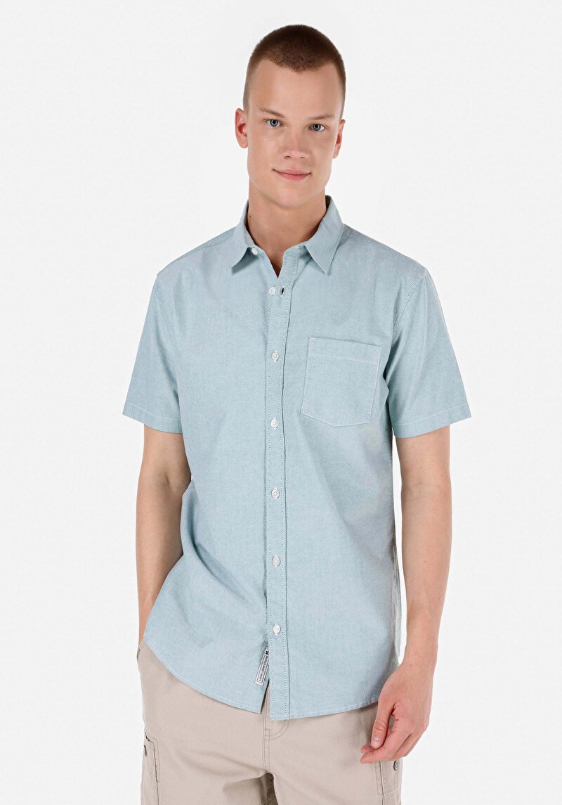 Зображення Сорочка З Коротким Рукавом Чоловіча Зелена  Cl1066928