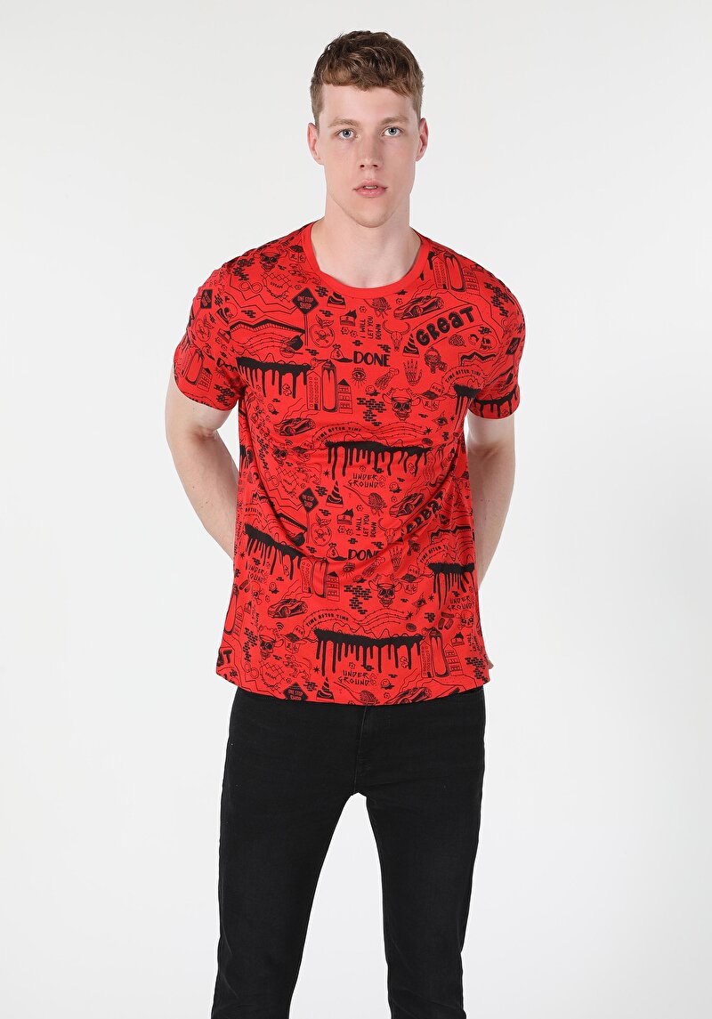 Показати інформацію про Футболка З Коротким Рукавом Чоловіча Червона  Cl1060033