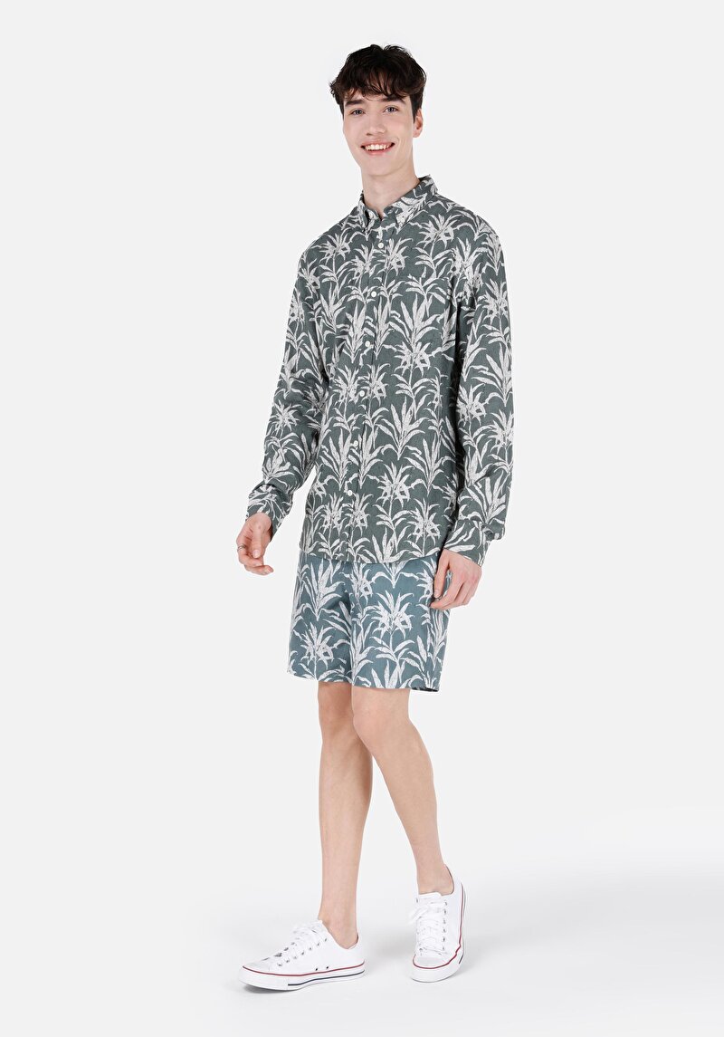 Показати інформацію про Сорочка З Довгим Рукавом Чоловіча Зелена  Cl1067541