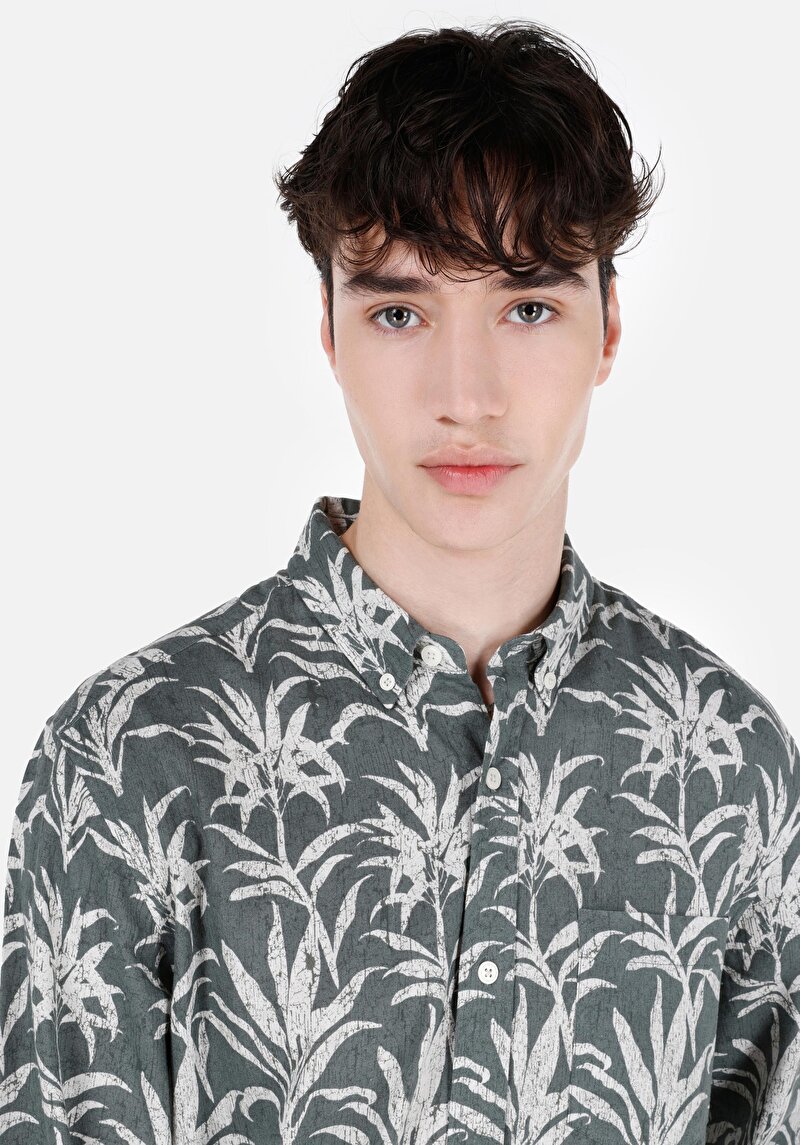 Показати інформацію про Сорочка З Довгим Рукавом Чоловіча Зелена  Cl1067541