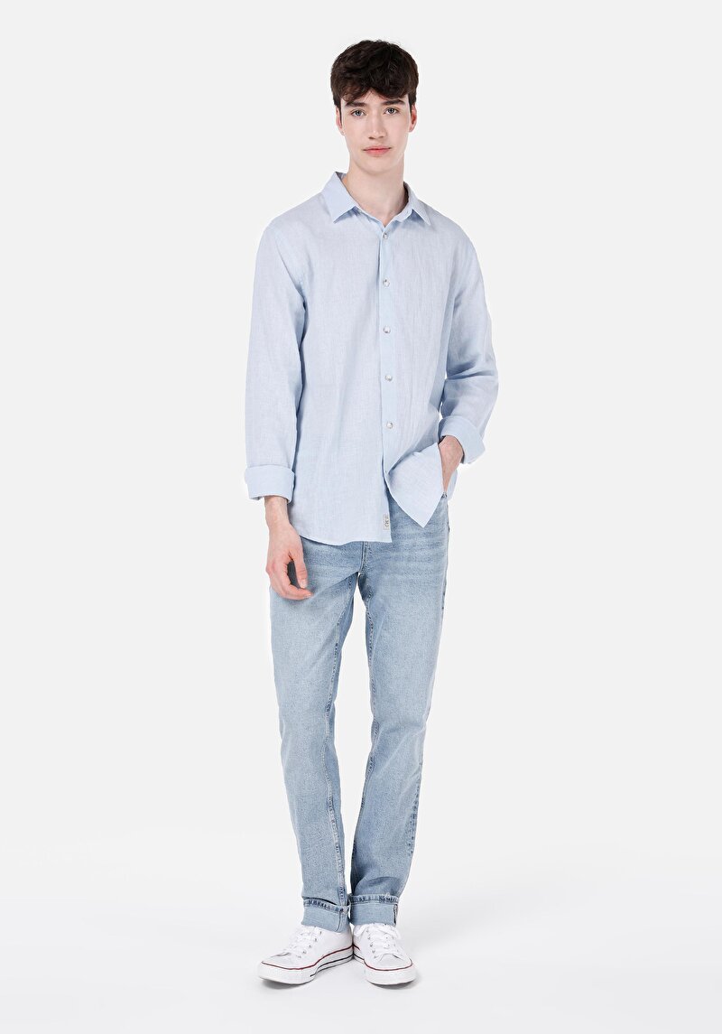 Зображення 044 Karl Джинси Чоловічі Блакитні Прямого Крою Cl1069467