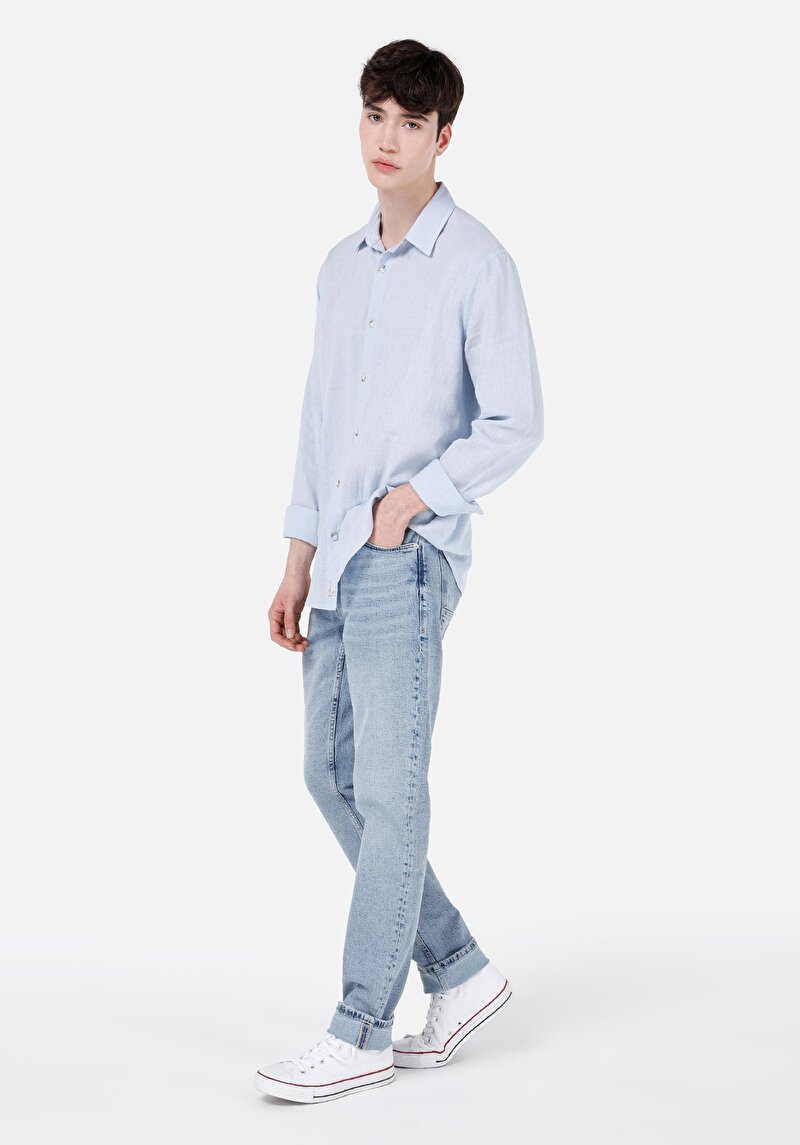 Зображення 044 Karl Джинси Чоловічі Блакитні Прямого Крою Cl1069467