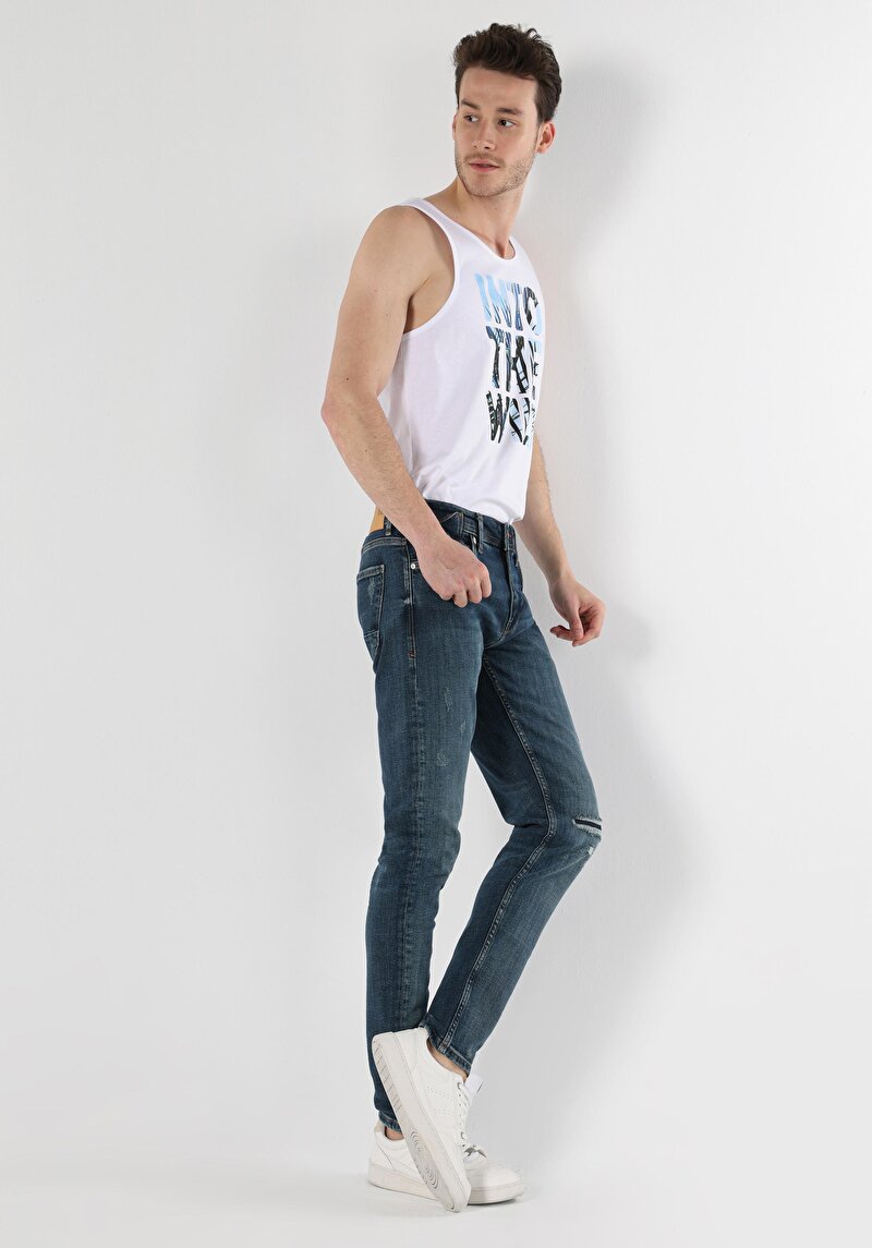 Показати інформацію про 041 Danny Джинси Чоловічі Блакитні Вузького Крою Cl1063484