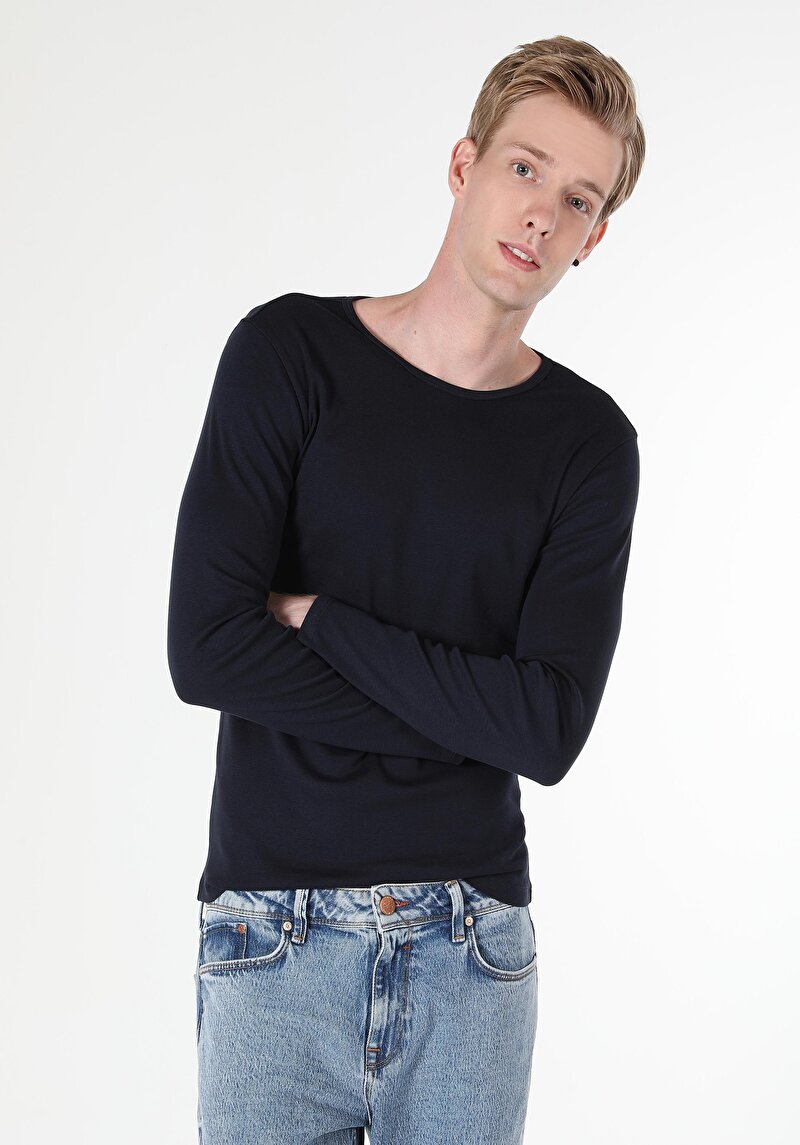 Зображення Футболка З Довгим Рукавом Чоловіча Синя  Cl1051052