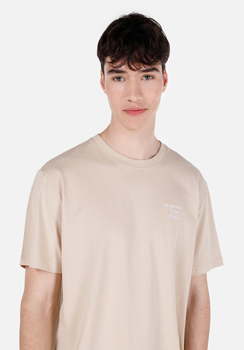 Показати інформацію про Футболка З Коротким Рукавом Чоловіча Бежева  Cl1067815