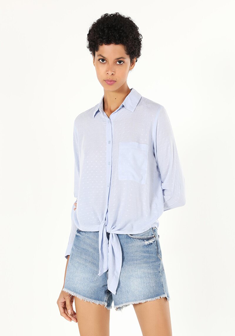 Показати інформацію про Сорочка З Довгим Рукавом Жіноча Блакитна  Cl1058732