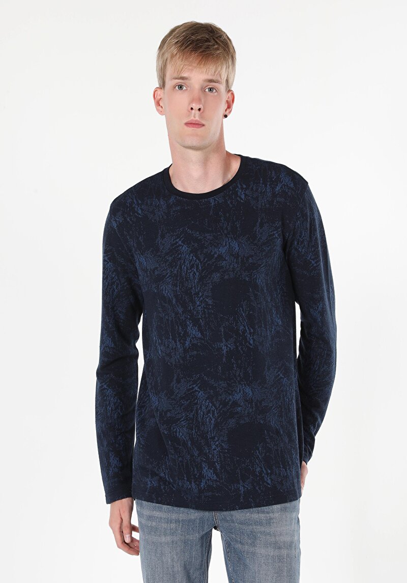 Зображення Футболка З Довгим Рукавом Чоловіча Синя  Cl1060214