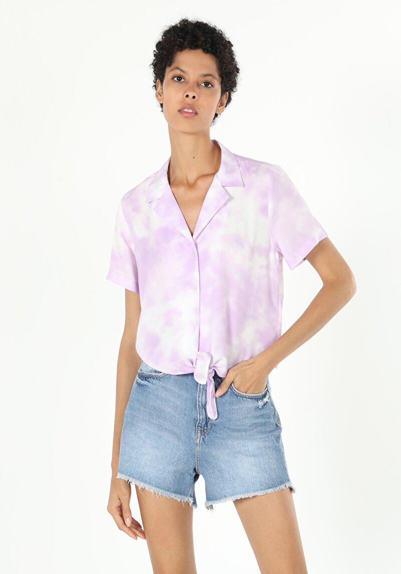 Зображення Сорочка З Коротким Рукавом Жіноча Фіолетова Cl1058765