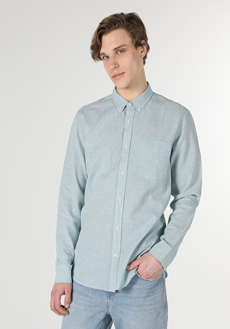 Показати інформацію про Сорочка З Довгим Рукавом Чоловіча Бірюзова  Cl1058812