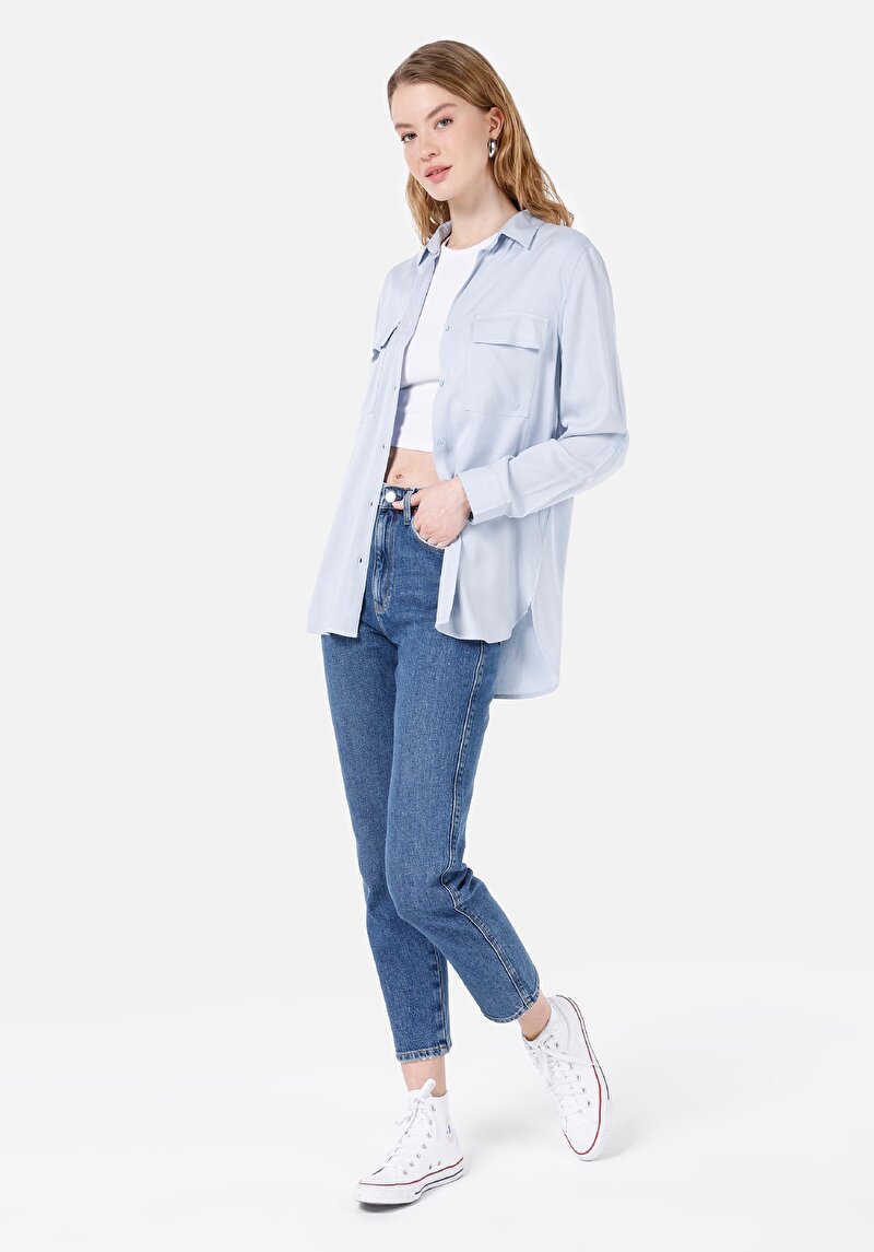 Показати інформацію про Сорочка З Довгим Рукавом Жіноча Блакитна  Cl1053348