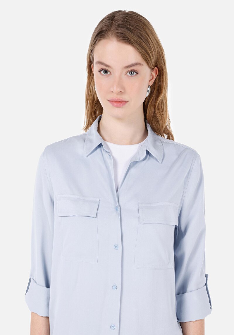 Показати інформацію про Сорочка З Довгим Рукавом Жіноча Блакитна  Cl1053348