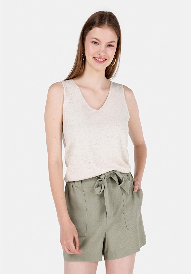 Зображення Светр Із Коротким Рукавом Жіночий Бежевий  Cl1068048