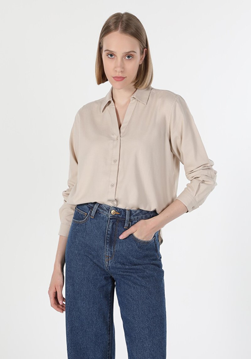 Показати інформацію про Сорочка З Довгим Рукавом Жіноча Бежева  Cl1060252