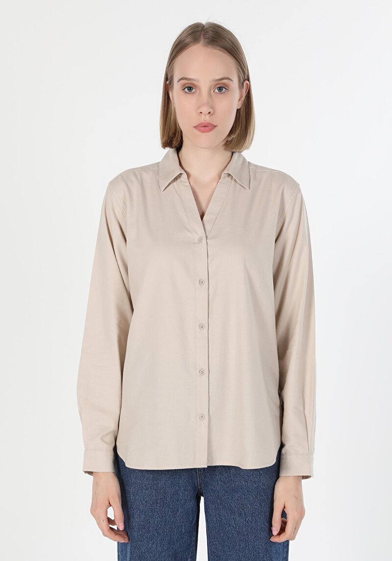 Показати інформацію про Сорочка З Довгим Рукавом Жіноча Бежева  Cl1060252