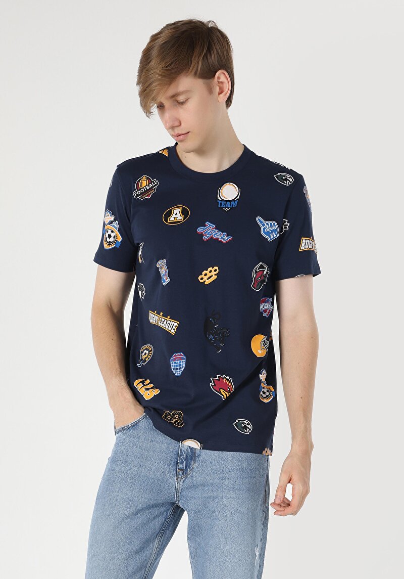 Зображення Футболка З Коротким Рукавом Чоловіча Синя  Cl1061638