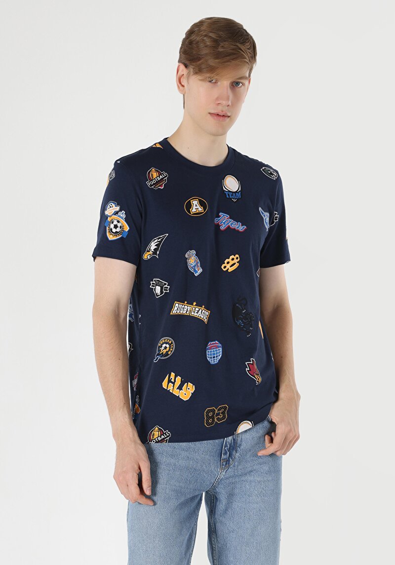 Показати інформацію про Футболка З Коротким Рукавом Чоловіча Синя  Cl1061638