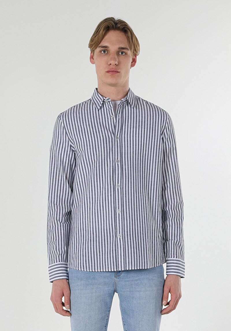 Показати інформацію про Сорочка З Довгим Рукавом Чоловіча Сіра  Cl1053802