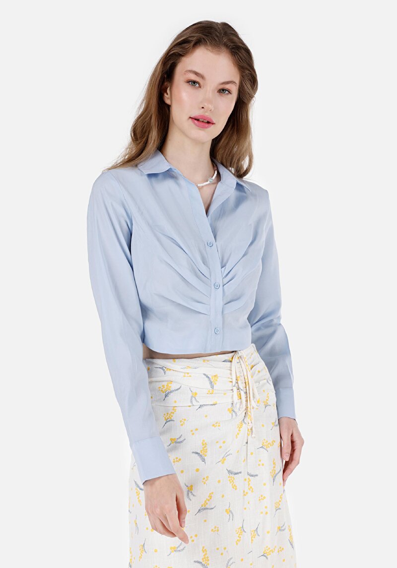 Зображення Сорочка З Довгим Рукавом Жіноча Блакитна  Cl1068074