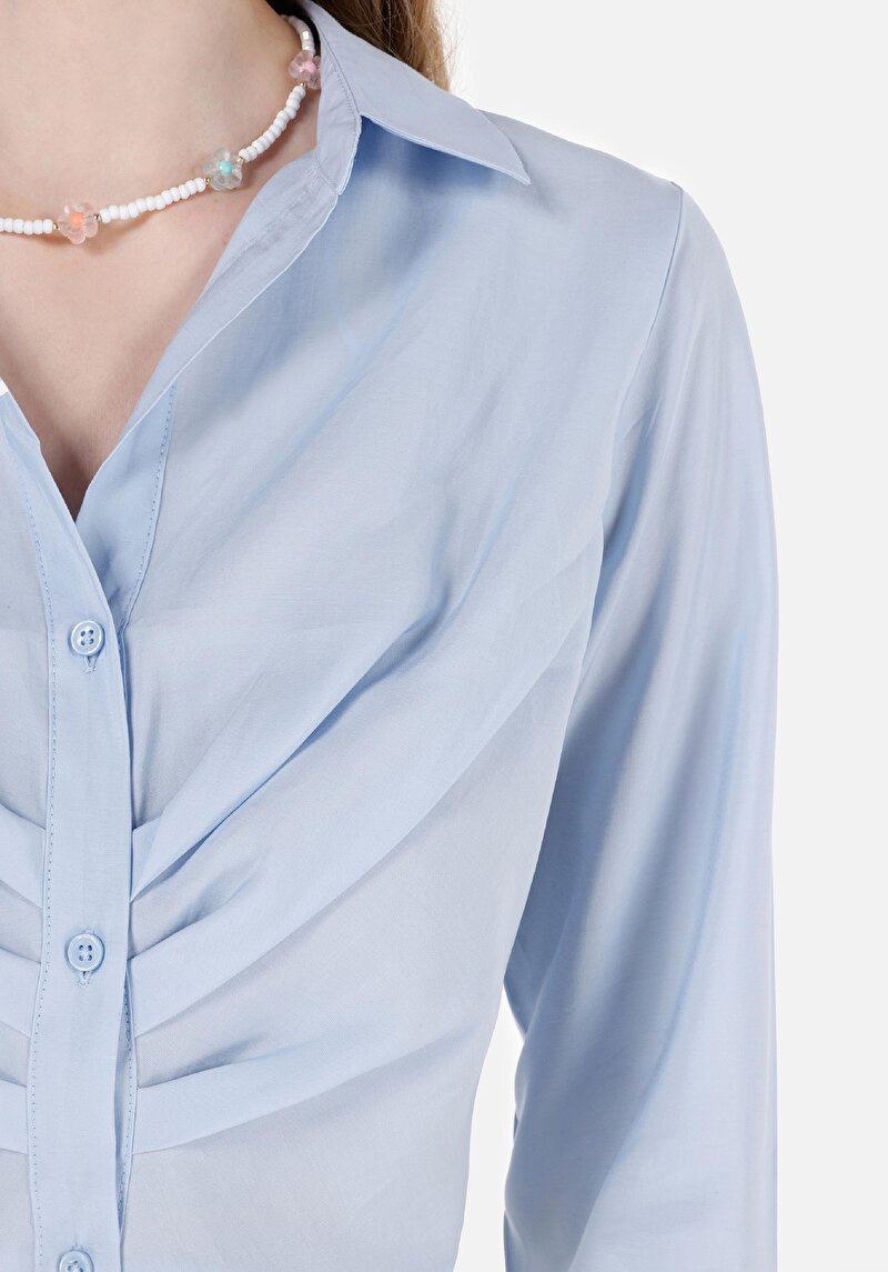 Показати інформацію про Сорочка З Довгим Рукавом Жіноча Блакитна  Cl1068074