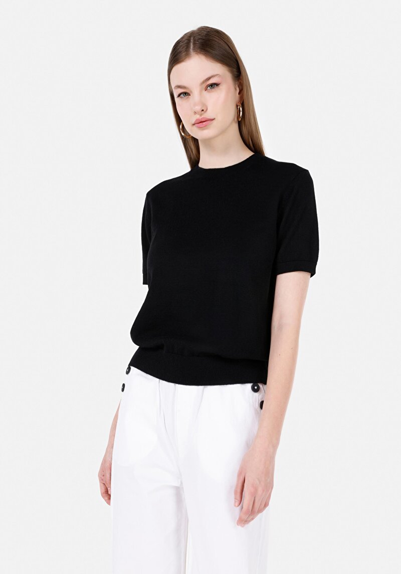 Зображення Светр Із Коротким Рукавом Жіночий Чорний  Cl1068077