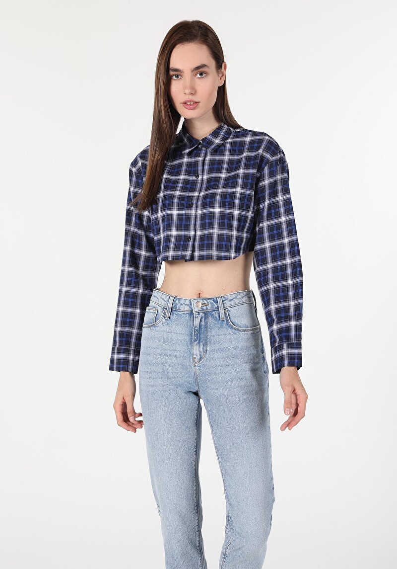 Зображення Сорочка З Довгим Рукавом Жіноча Синя Cl1060288