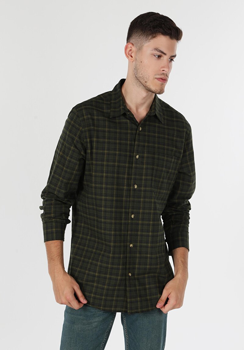 Показати інформацію про Сорочка З Довгим Рукавом Чоловіча Зелена  Cl1054877