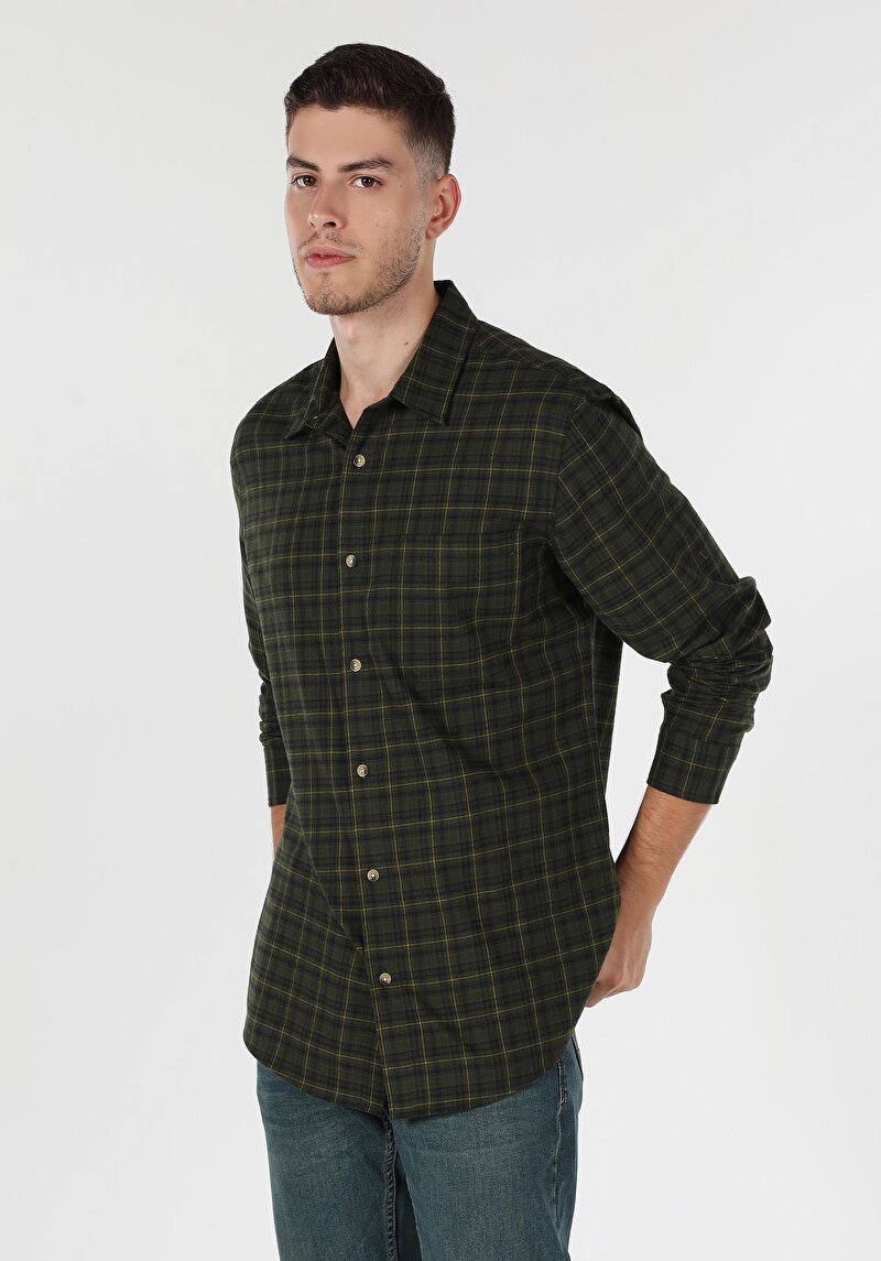 Показати інформацію про Сорочка З Довгим Рукавом Чоловіча Зелена  Cl1054877