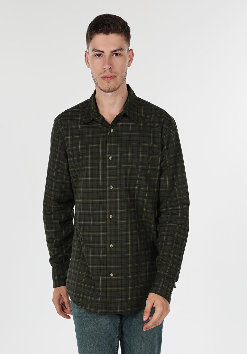 Показати інформацію про Сорочка З Довгим Рукавом Чоловіча Зелена  Cl1054877