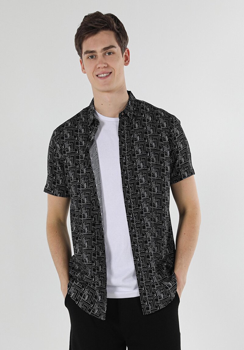 Зображення Сорочка З Коротким Рукавом Чоловіча Чорна  Cl1058966