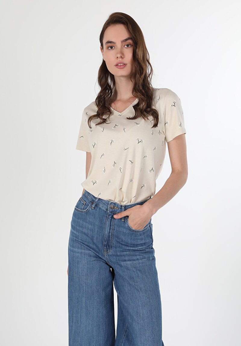 Зображення Футболка З Коротким Рукавом Жіноча Бежева  Cl1060344