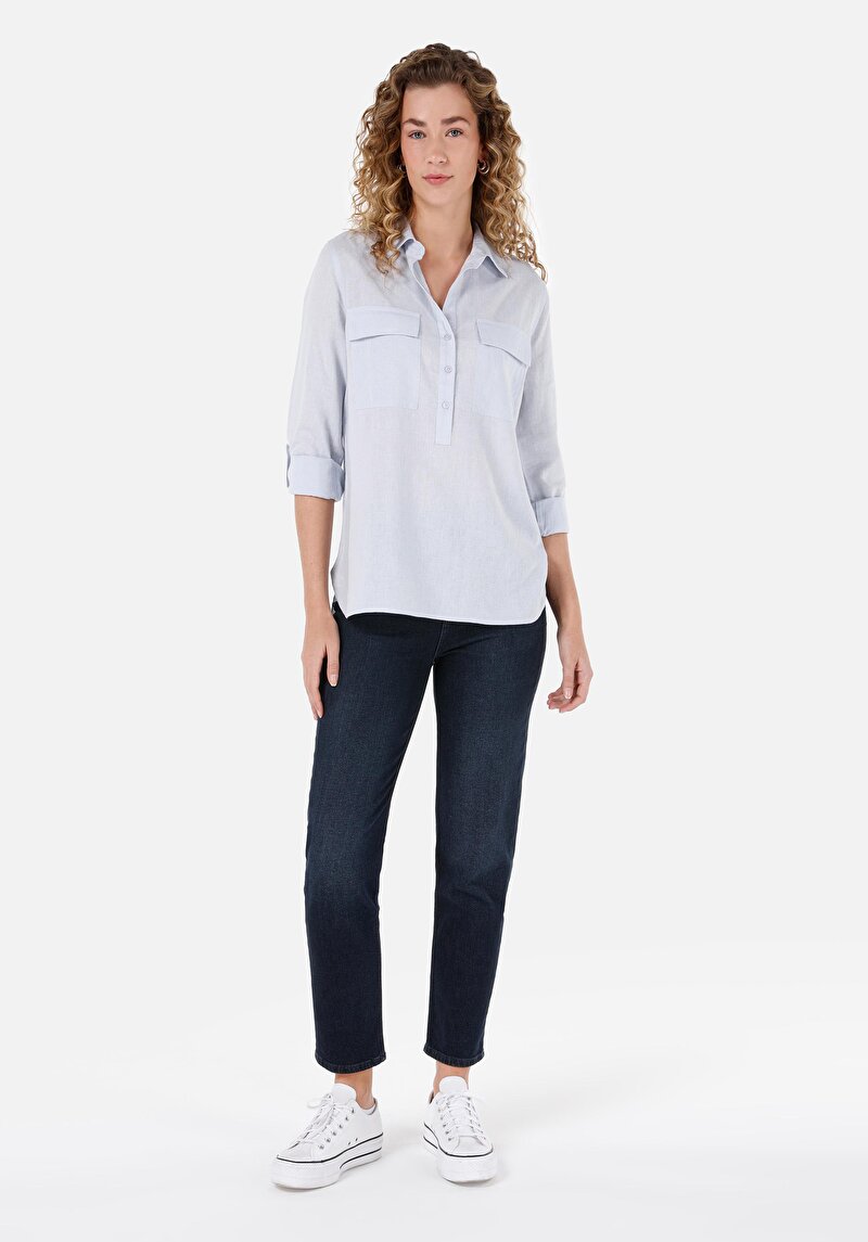 Зображення Сорочка З Довгим Рукавом Жіноча Блакитна  Cl1068237